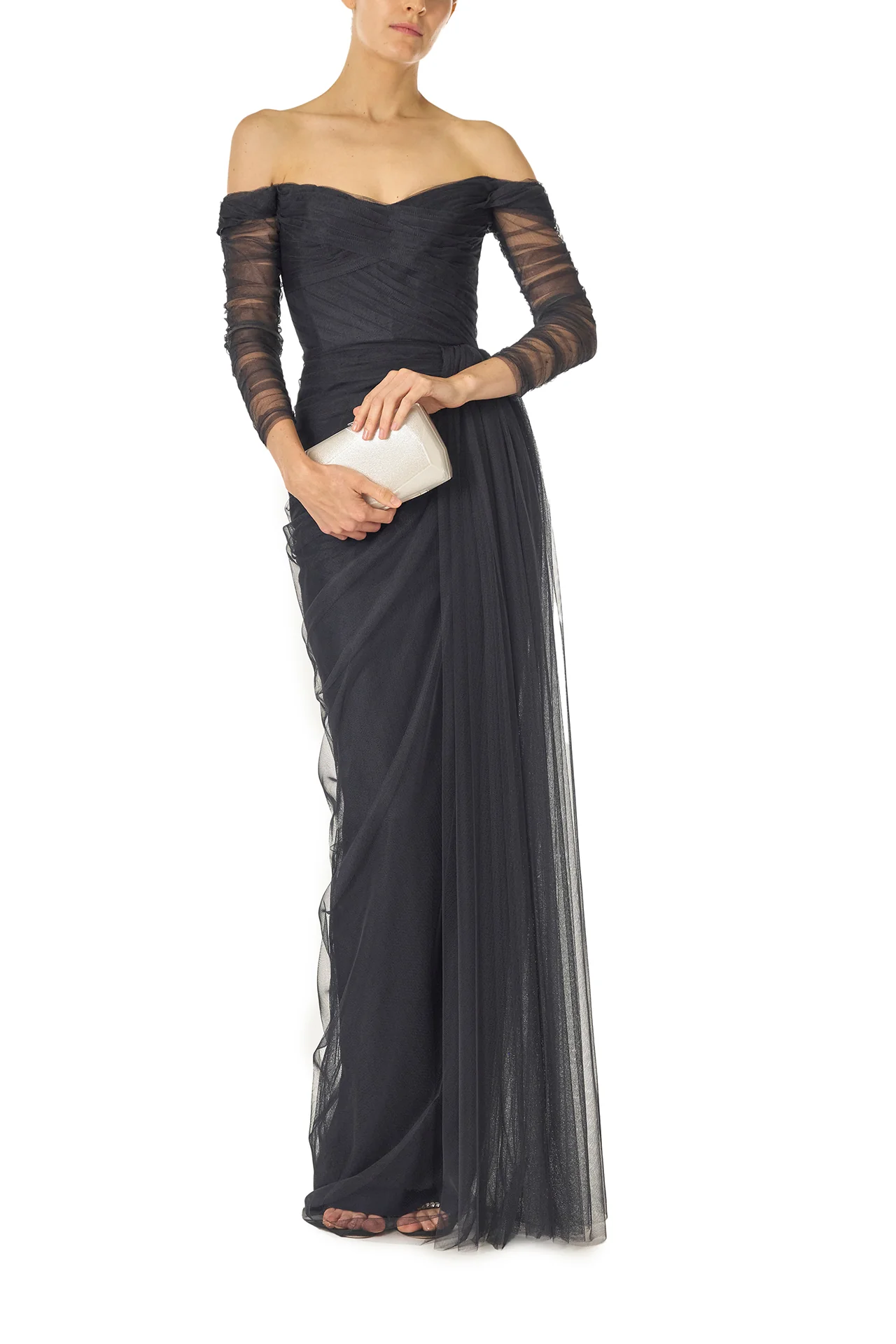 Off-the-Shoulder Draped Tulle Gown - Image 3
