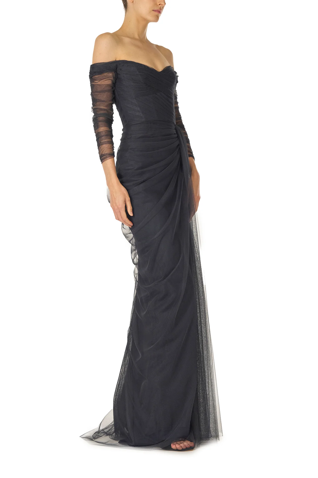 Off-the-Shoulder Draped Tulle Gown - Image 4