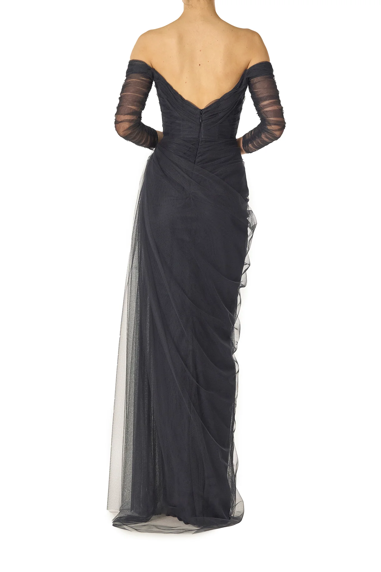 Off-the-Shoulder Draped Tulle Gown - Image 5