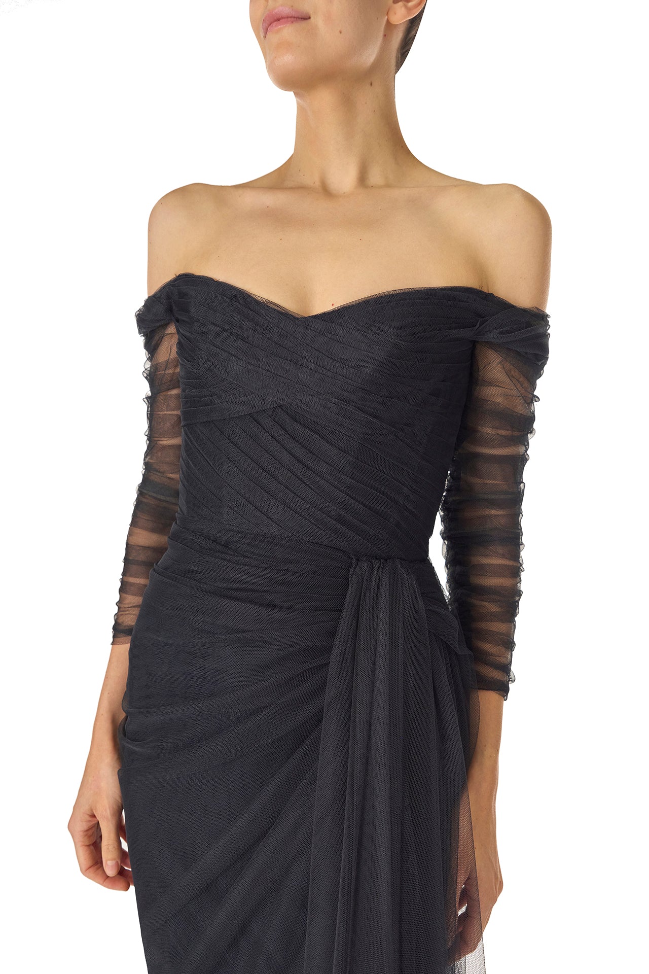 Off-the-Shoulder Draped Tulle Gown - Image 6