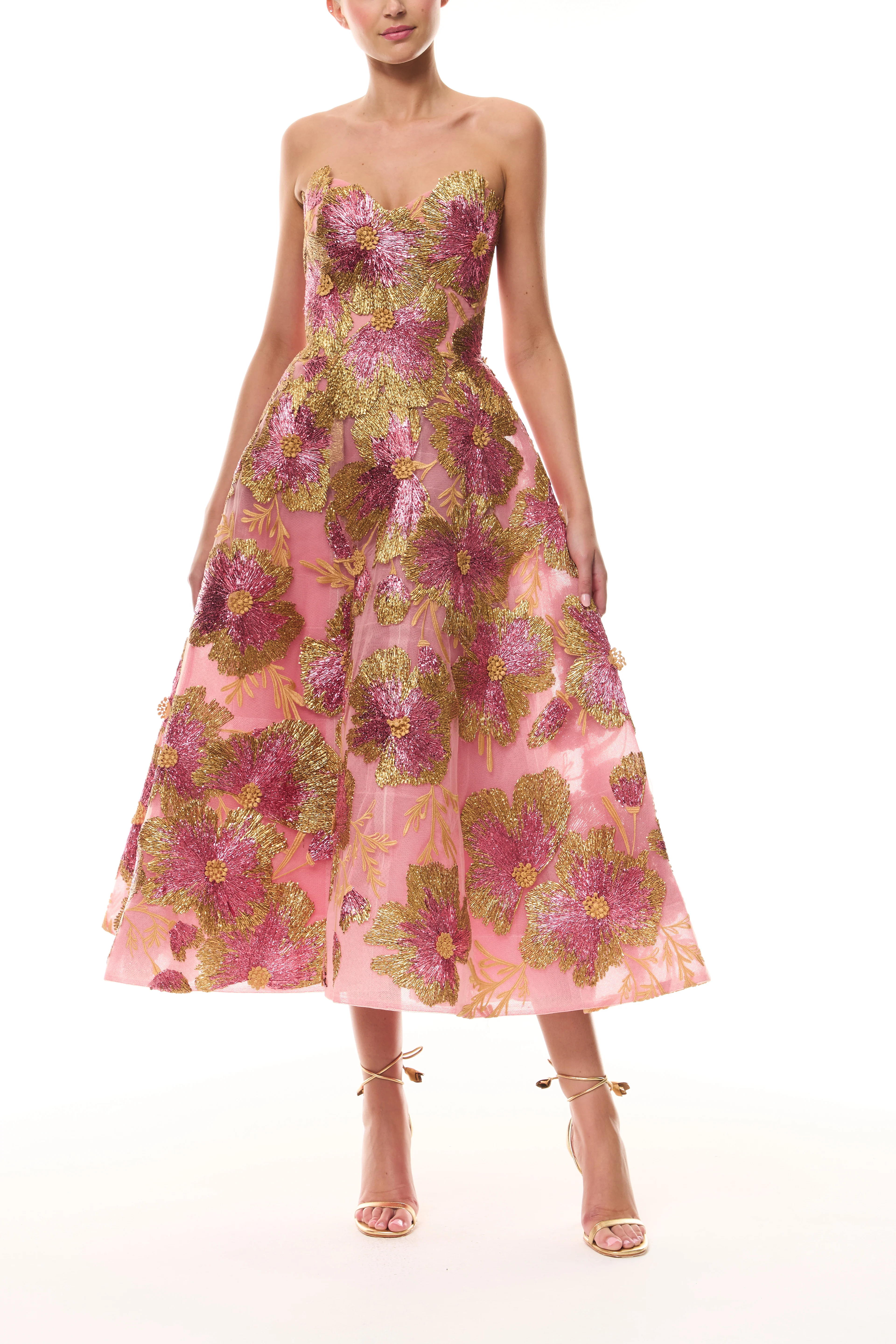 Metallic Raffia Tea Length Dress