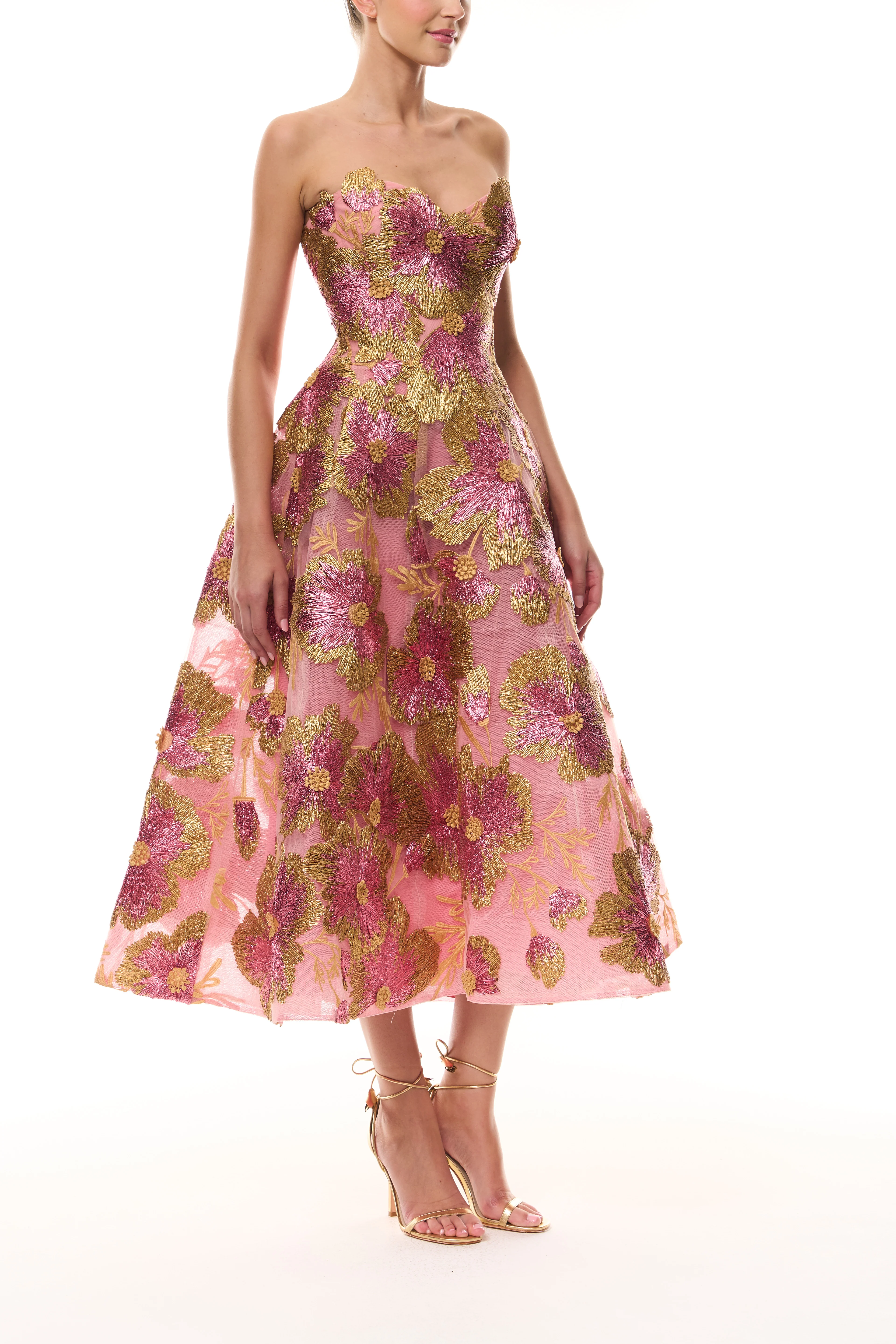 Metallic Raffia Tea Length Dress - Image 3
