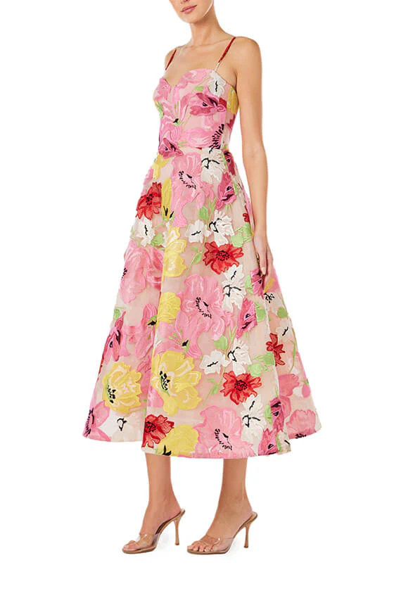 Spaghetti Strap Floral Embroidered Dress - Image 3