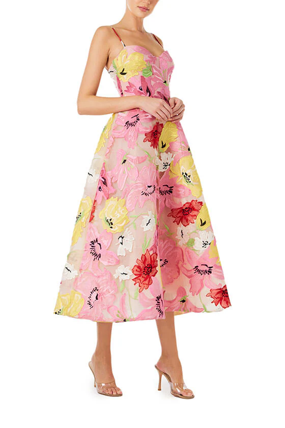 Spaghetti Strap Floral Embroidered Dress - Image 4