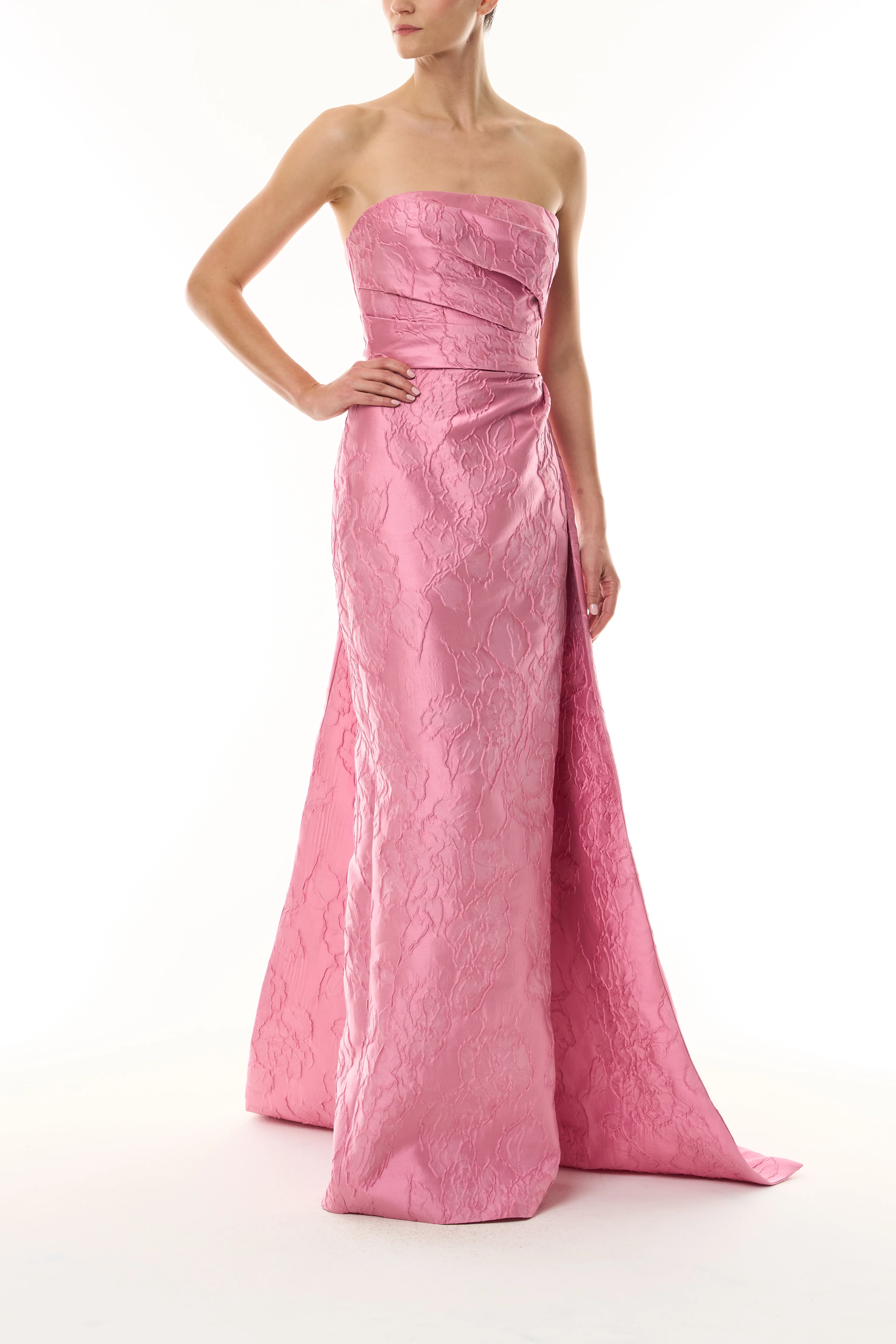 Floral Jacquard Gown with Train