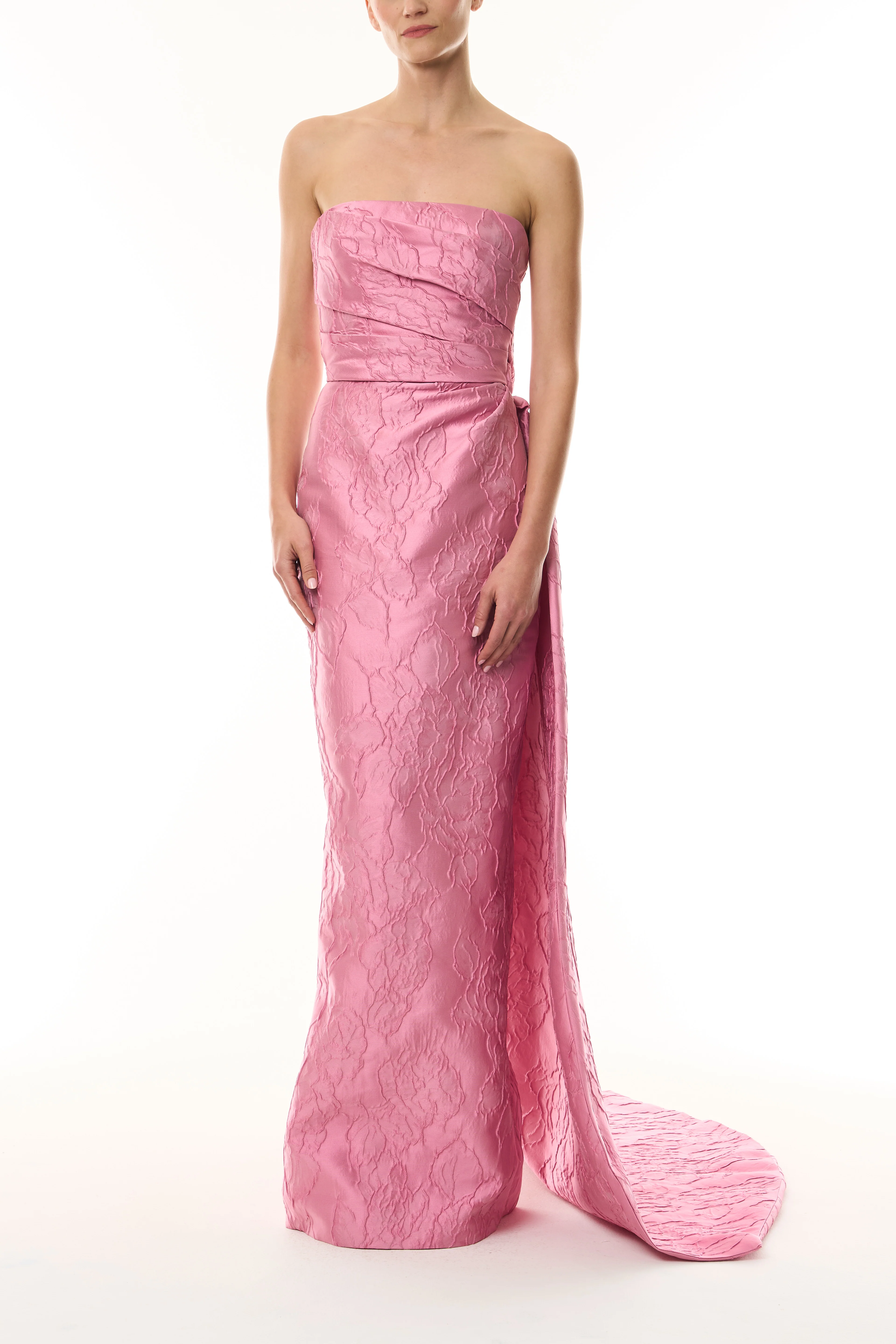 Floral Jacquard Gown with Train - Image 4