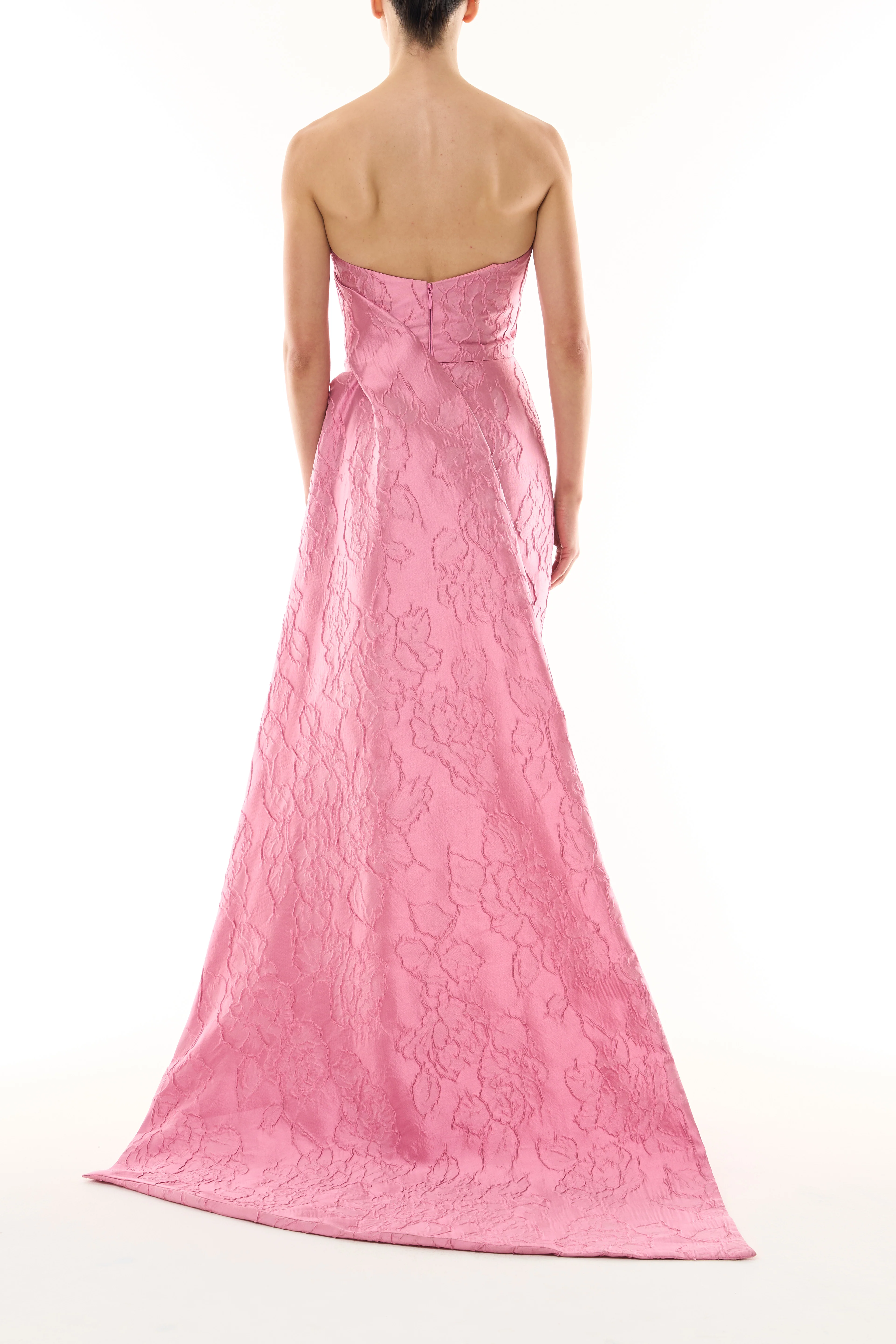 Floral Jacquard Gown with Train - Image 5