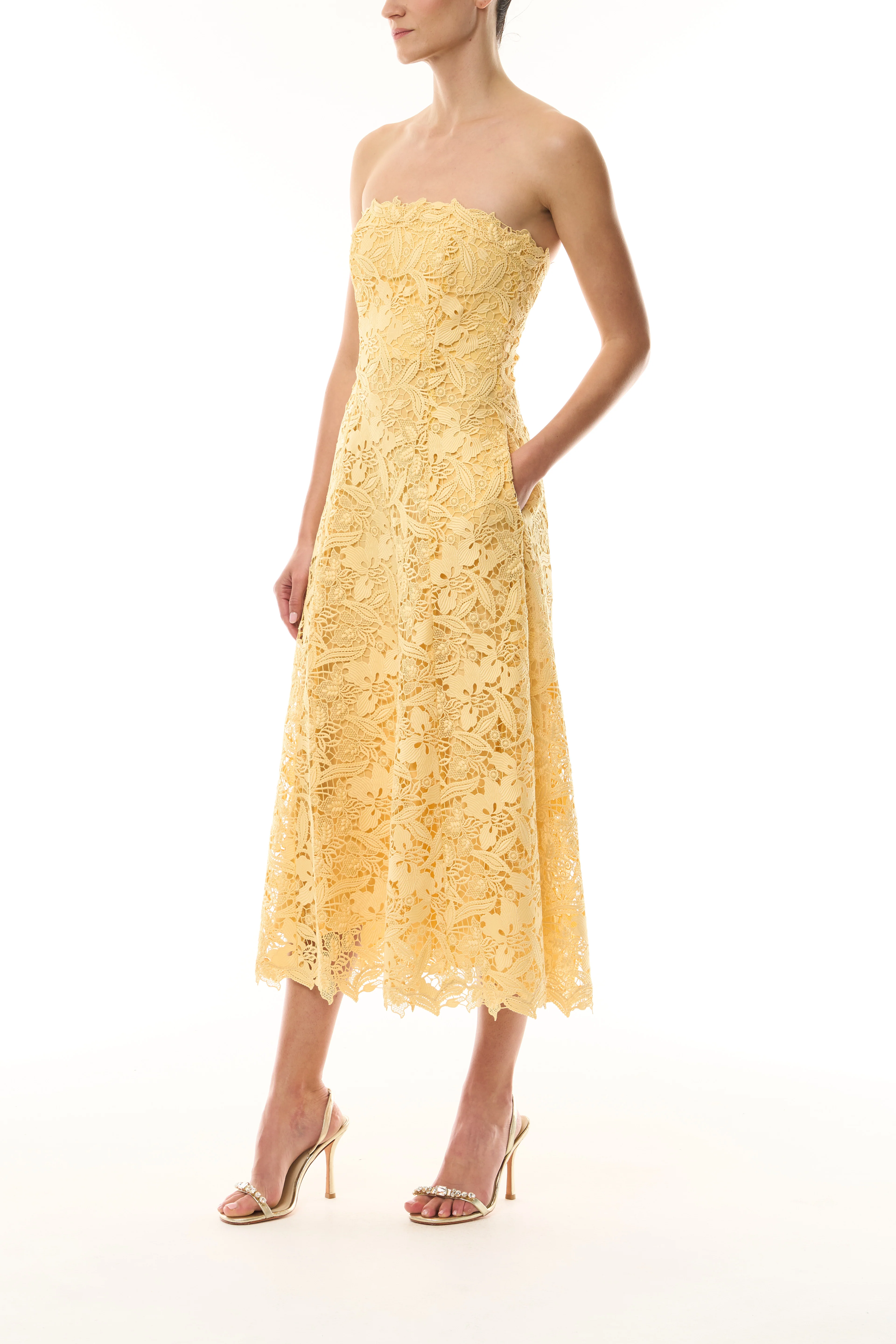 Strapless Lace Midi Dress - Image 4
